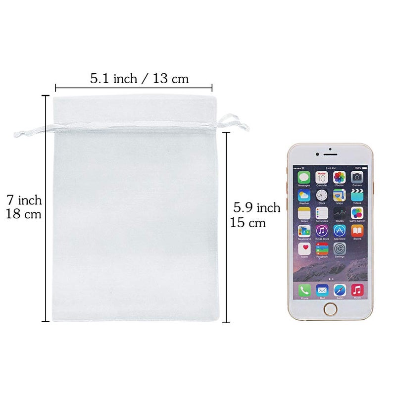 HRX Package White Organza Gift Bags 5x7 inch 100pcs, Mesh Jewelry Pouches Drawstring Bags Empty Sachet for Christmas Candy Present Wedding Giveaways - Image 2